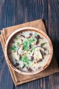 Portion of creamy mushroom soup Royalty Free Stock Photo