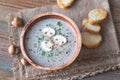 Portion of creamy mushroom soup Royalty Free Stock Photo