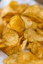 Portion of crispy Potato Chips (selective focus)