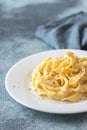 Portion of fettuccine Alfredo