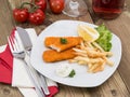 Portion of Fish Fingers with Remoulade Royalty Free Stock Photo