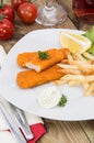 Portion of Fish Fingers with Remoulade Royalty Free Stock Photo