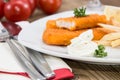 Portion of Fish Fingers with Remoulade Royalty Free Stock Photo