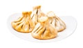 Portion of fried khinkali on plate isolated Royalty Free Stock Photo