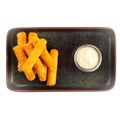 Portion of fried mozzarella cheese sticks Royalty Free Stock Photo