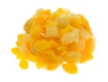 Portion of fruit cocktail isolated on a white background