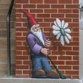 Portion of the `Gnomes` mural by Jason Jones in 2017 in downtown Fayetteville, Arkansas.