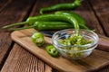 Portion of green Chilis Royalty Free Stock Photo