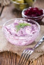 Portion of Herring Salad (with beet)