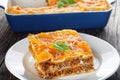 Portion of italian lasagna on plate Royalty Free Stock Photo