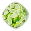 Portion of Lime Slices isolated on white Royalty Free Stock Photo