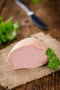 Portion of Liverwurst German cuisine selective focus