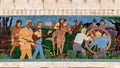 Portion of a long ceramic tile mural by Kenneth Gale at the top of the Amon Carter Auditorium in Fort Worth, Texas.