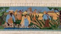 Portion of a long ceramic tile mural by Kenneth Gale at the top of the Amon Carter Auditorium in Fort Worth, Texas.