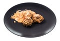 Portion of meatballs with rice on plate isolated Royalty Free Stock Photo