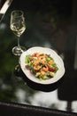 Portion of mediterranean shrimp salad Royalty Free Stock Photo