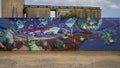 A portion of one of many large murals created during `Trigger Fingers` a 3 Day mural painting event in March 2022 in Deep Ellum.