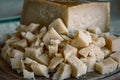 Portion of Pecorino cheese. Italian genuine food.