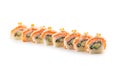 Portion of Philadelphia rolls sushi islolated on white background