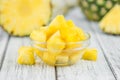 Portion of Pineapple sliced, selective focus Royalty Free Stock Photo