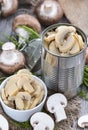 Portion of preserved Mushrooms