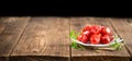 Portion of Red Pepper & x28;stuffed with cheese& x29; on wooden background Royalty Free Stock Photo