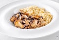 Portion risotto with mushrooms