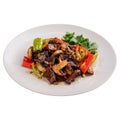 Portion of roast veal with mushrooms dish Royalty Free Stock Photo