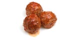 Portion roasted meatballs under meat sauce Royalty Free Stock Photo