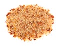 Portion of salt, red chili and paprika on white background