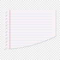 Portion of the sheet of paper in a line isolated on a transparent background. Vector element for your design.