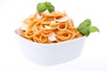 Portion of spaghetti with pesto rosso Royalty Free Stock Photo