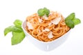 Portion of spaghetti with pesto rosso Royalty Free Stock Photo