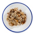 Portion of stewed barley porridge with fried lard Royalty Free Stock Photo