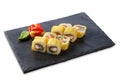 Portion of tempura maki isolated on white background