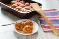 Portion of three meatballs Royalty Free Stock Photo