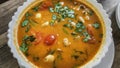 The portion of Tom Yum - famous Thai soup