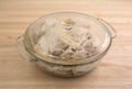 Portion of turkey in a glass dish with lid Royalty Free Stock Photo