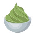 A portion of wasabi in a plate, horseradish, mustard for sushi, Asian cuisine. Vector illustration.