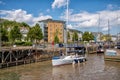 Portishead Marina, Yachts entering Marina via entrance lock gates, North Somerset