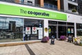 Portishead, UK- August 10, 2023: The retail shop of co-operative food store. Co-operative Group trading as the Co-op, is a British Royalty Free Stock Photo