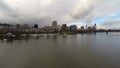 Portland Aerial Cityscape River Marquam Bridge