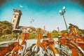 PORTLAND, OR - AUGUST 18, 2017: Bikes in front of train station.