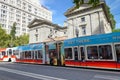 PORTLAND, OR - AUGUST 18, 2017: Train in city center. Portland a Royalty Free Stock Photo