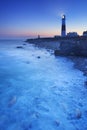 The Portland Bill Lighthouse in Dorset, England at night Royalty Free Stock Photo