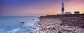 The Portland Bill Lighthouse in Dorset, England at sunset Royalty Free Stock Photo