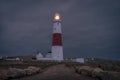 Portland Bill lighthouse on the south coast of England in Dorset shines out