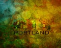 Portland City Skyline on Grunge Background Illustration Royalty Free Stock Photo