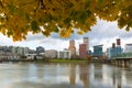 Portland City Skyline Under Fall Foliage Royalty Free Stock Photo