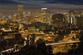 Portland Downtown Cityscape and Freeway at Night Royalty Free Stock Photo